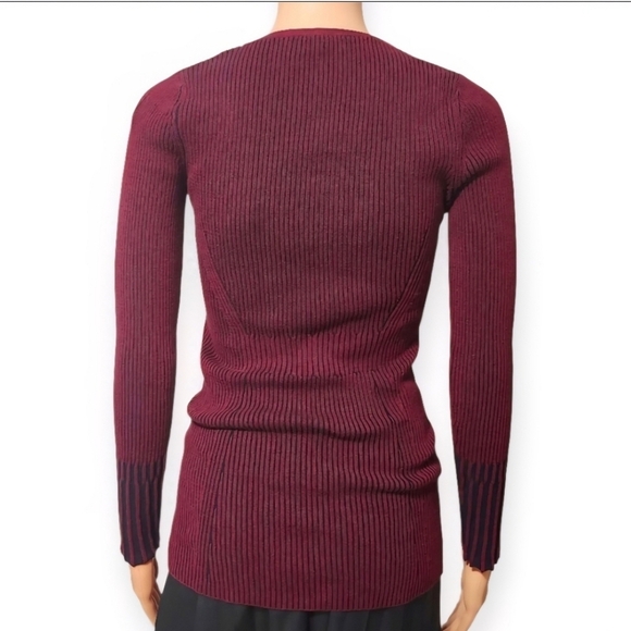 Cache Burgundy Ribbed V-Neck Sweater Women’s Size S – 100% Cotton. - Picture 5 of 7